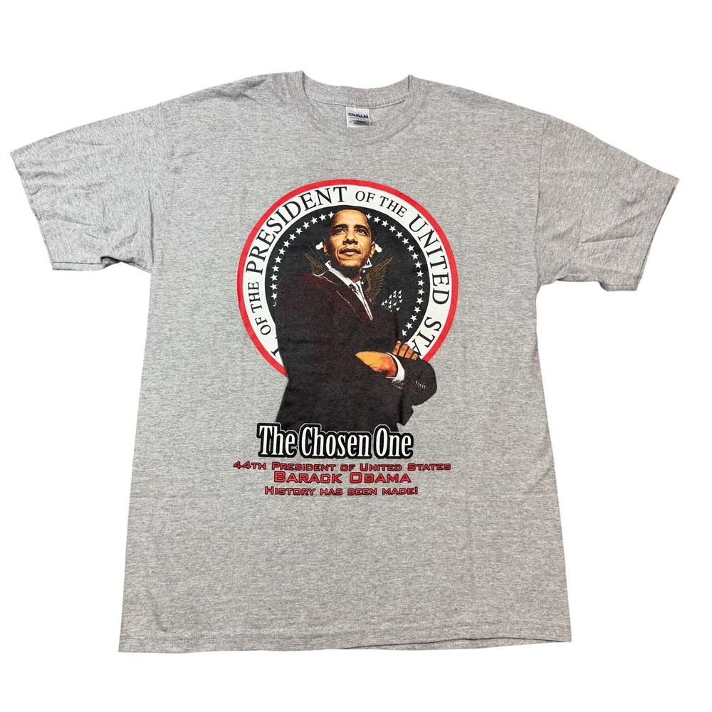 Vintage Barack Obama The Chosen One 44th President USA  T Shirt Med Grey